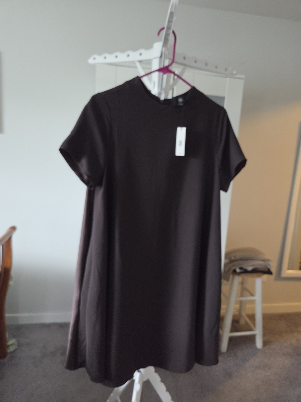 Banana Republic Asymmetrical Short-Sleeve Dress in Dark Brown